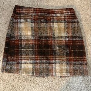 Primark Plaid Mini Skirt - Brown and Cream
